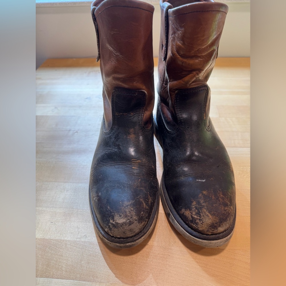 Vintage Distressed Brown Leather Redwing Pecos Work Boots Men’s 8